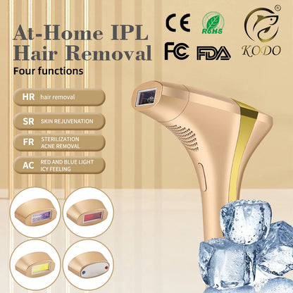 KODO IceGlow 4 em 1 IPL Laser – Remoção de pelos permanente e indolor 