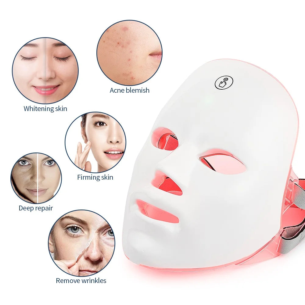 Máscara facial y de cuello con LED de 7 colores Vita Glow: terapia avanzada para reafirmar, tensar y rejuvenecer la piel