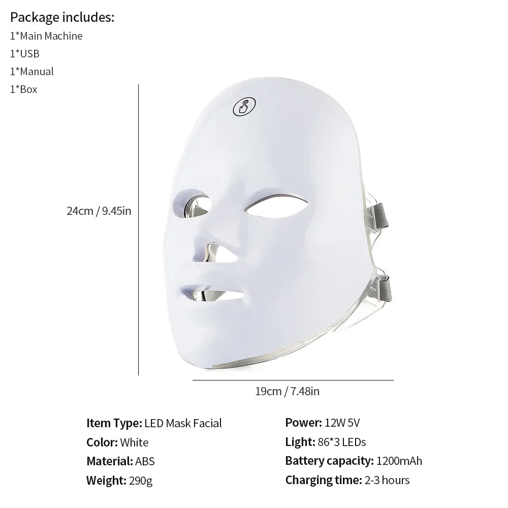 Vita Glow 7-Color LED Facial & Neck Mask – Advanced Skin Tightening, Lifting & Anti-Aging Therapy